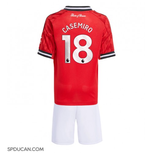 Dječji Nogometni Dres Manchester United Casemiro #18 Domaci 2025-26 Kratak Rukav (+ Kratke hlače)